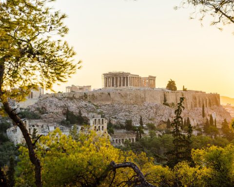 Zicht op de Akropolis