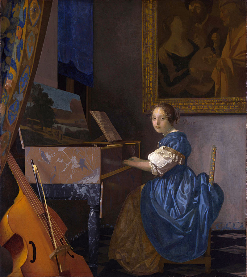 J. Vermeer, Zittende Virginaalspeelster, 1672. National Gallery, Londen.