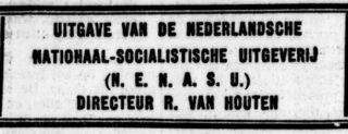 Vermelding van NENASU op de voorpagina van 'Volk en Vaderland', 26 oktober 1935