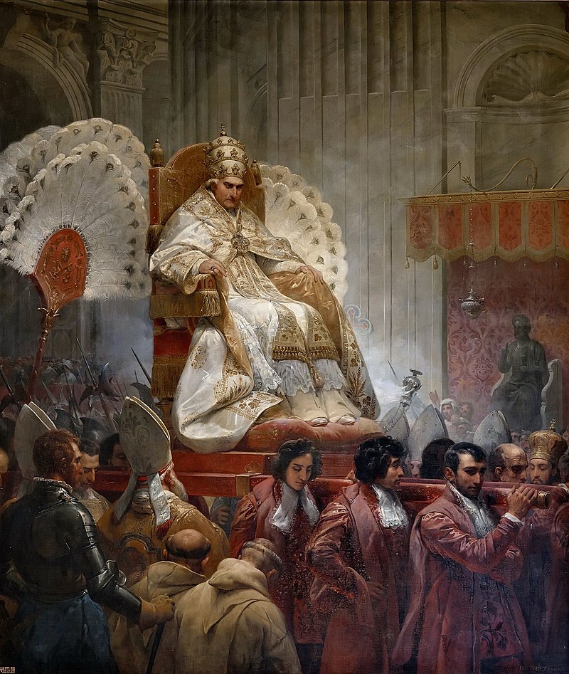Verplaatsing van paus Pius VIII in de sedia gestatoria, 1829 - Schilderij van Horace Vernet 