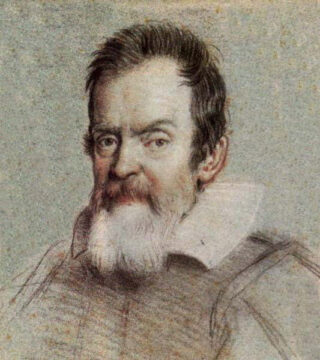 Galilao Galilei, detail van portret door Ottavio Leoni