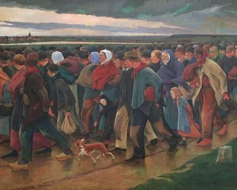 Landverlaters, detail van een schilderij van Eugène Laermans, 1896