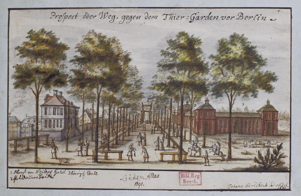 Linden-allee in Berlijn, 1691 - Johann  Stridbeck