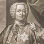 Theodor von Neuhoff, de Duitse baron die één zomer lang koning van Corsica was. - Mezzotint van Johann Jakob Haid, ca. 1740