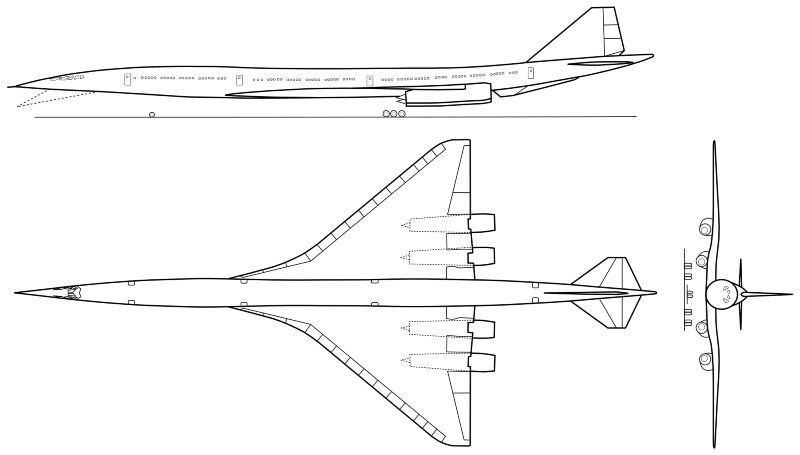 Drie aanzichten van de B-2707-300 