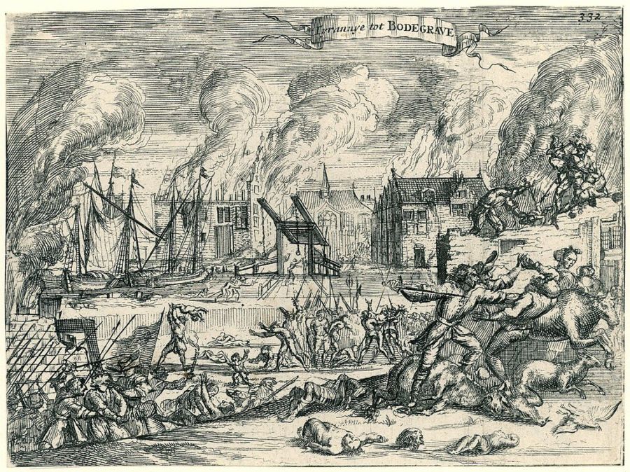 Moord, plundering en brandstichting in Bodegraven door de Fransen op 28 december 1672. 