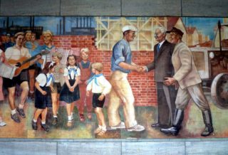 Muurschildering "Aufbau der Republik" van Max Lingner