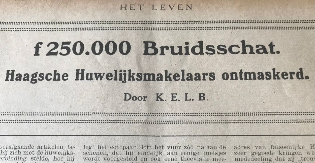 Bericht in het weekblad Het Leven, 1918