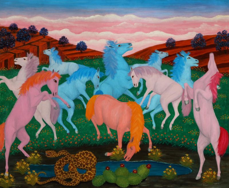 Lawrence Lebduska, Without Title (Horses and Rattlesnake), 1946