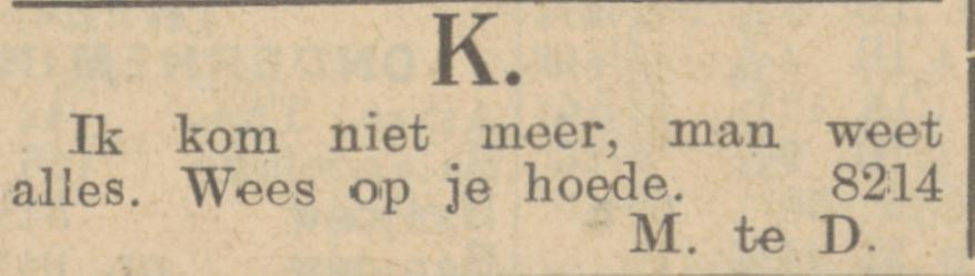 Bericht in de Haagsche courant van 27-11-1935