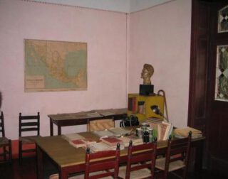 Ruimte in de villa in Mexico waar Leon Trotski op 20 augustus 1940 met met een ijsbijl werd vermoord.