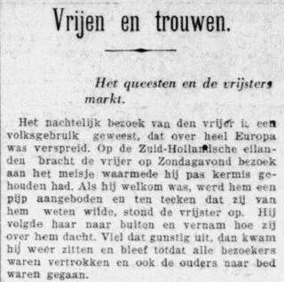 Bericht in De Telegraaf over het venstervrijen, 14 februari 1926