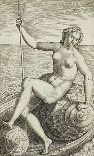 Amphitrite op een gravure van Philip Galle, 1587