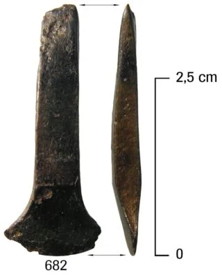 Bronzen miniatuur vlakbijl uit de midden-bronstijd