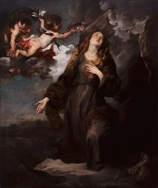 Heilige Rosalie bemiddelt voor de inwoners van Palermo, Anthony van Dyck, ca. 1625, Museo de Arte de Ponce Puerto Rico. Tijdens zijn quarantaine in Palermo tijdens de pestuitbraak van 1624 schildert Van Dyck verschillende versies van de H. Rosalia van Palermo.
