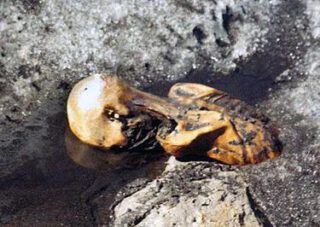 Foto die Helmut Simon in 1991 van Ötzi maakte