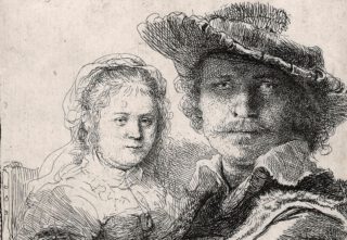 Rembrandt, Zelfportret met Saskia, 1636. Ets, detail