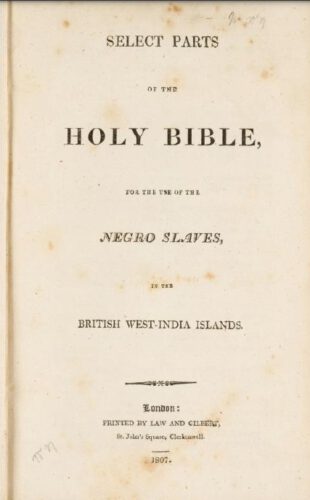 Titelpagina ‘Slave Bible’. 