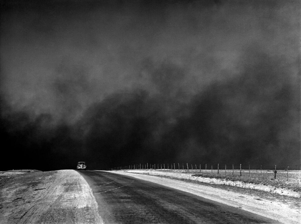 Zwarte stofwolken boven Texas, ca. 1936