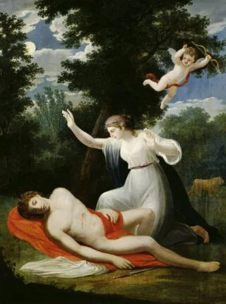 Thisbe bij de stervende Pyramus - Andreas Nesselthaler, 1795