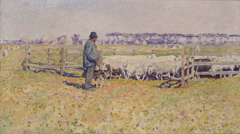 Anna Boch, Berger et moutons, 1896. Collection de l'Etat belge mis en dépôt par la Communauté française de Belgique au Musée des Beaux-Arts de Charleroi.