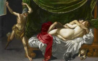 Hephaistos werpt zijn net over Aphrodite en Ares