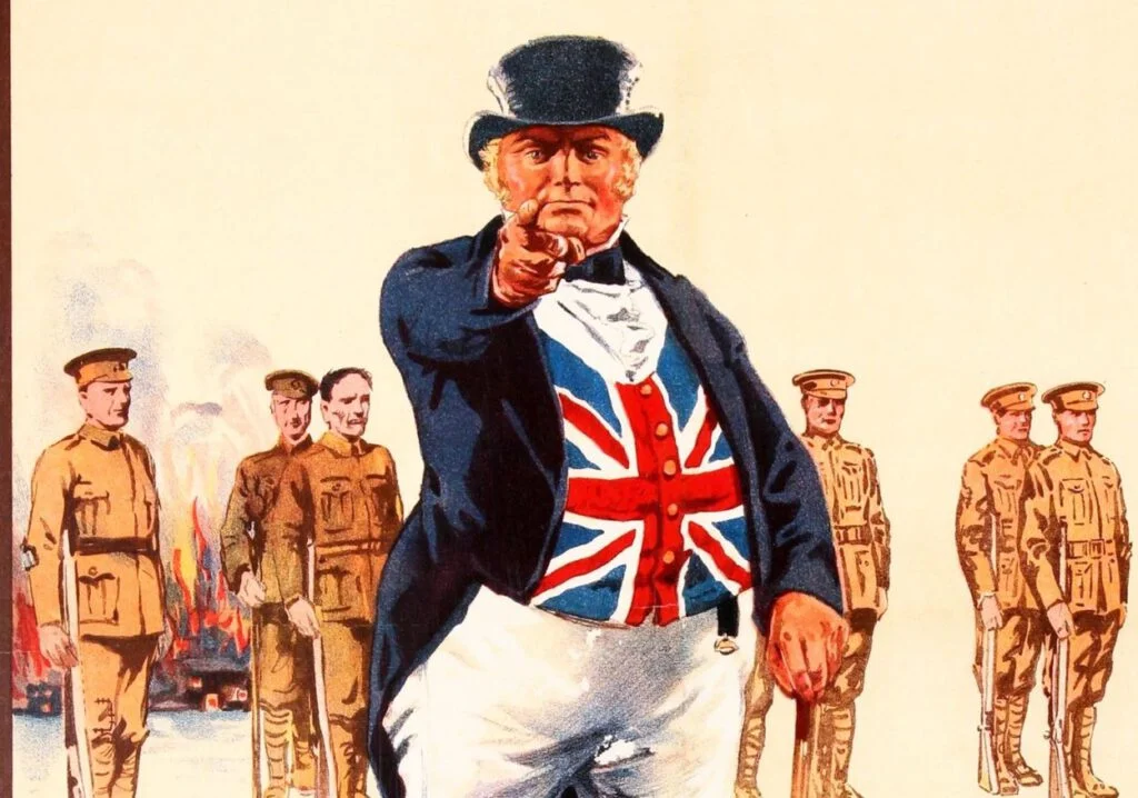 John Bull op een Britse wervingsposter,, verschenen ten tijde van de Eerste Wereldoorlog, ca. 1915