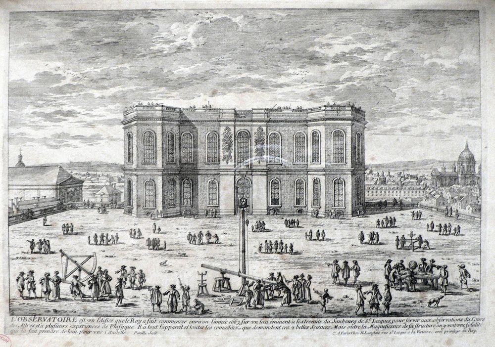 Het observatorium van Parijs waar Guillaume Le Gentil werkzaam was  Afbeelding uit circa 1680