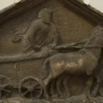 Thespis op een wagen - Veertiende-eeuws reliëf