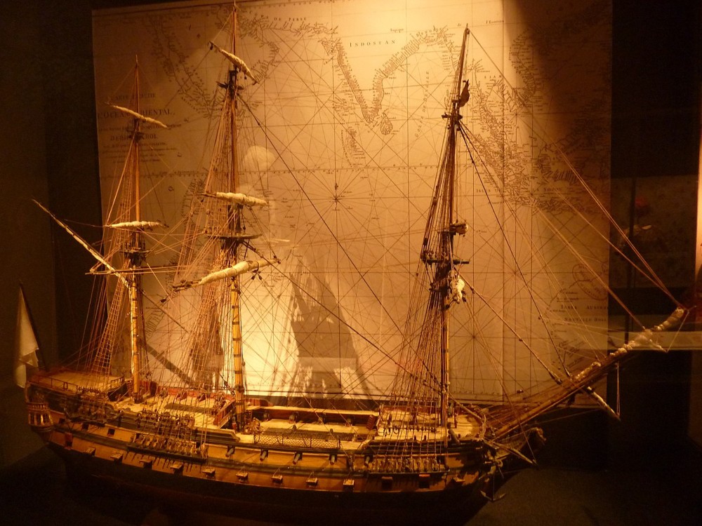 Model van de Beaumont, een schip van de Compagnie des Indes dat op 4 december 1762 in Lorient te water werd gelaten