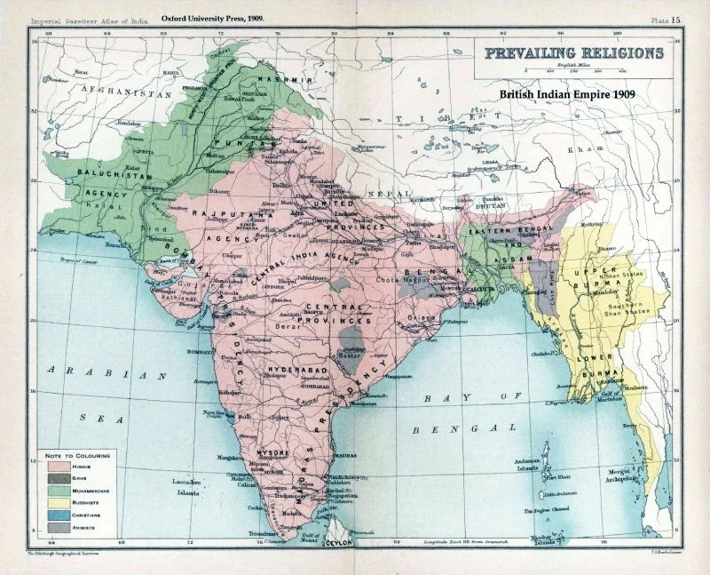 Kaart van Brits-Indië in 1909