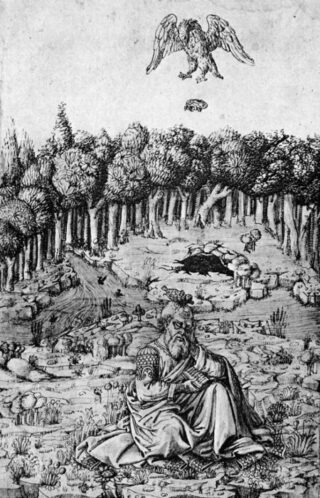 De dood van Aeschylus - Vijftiende-eeuwse afbeelding, Maso Finiguerra[