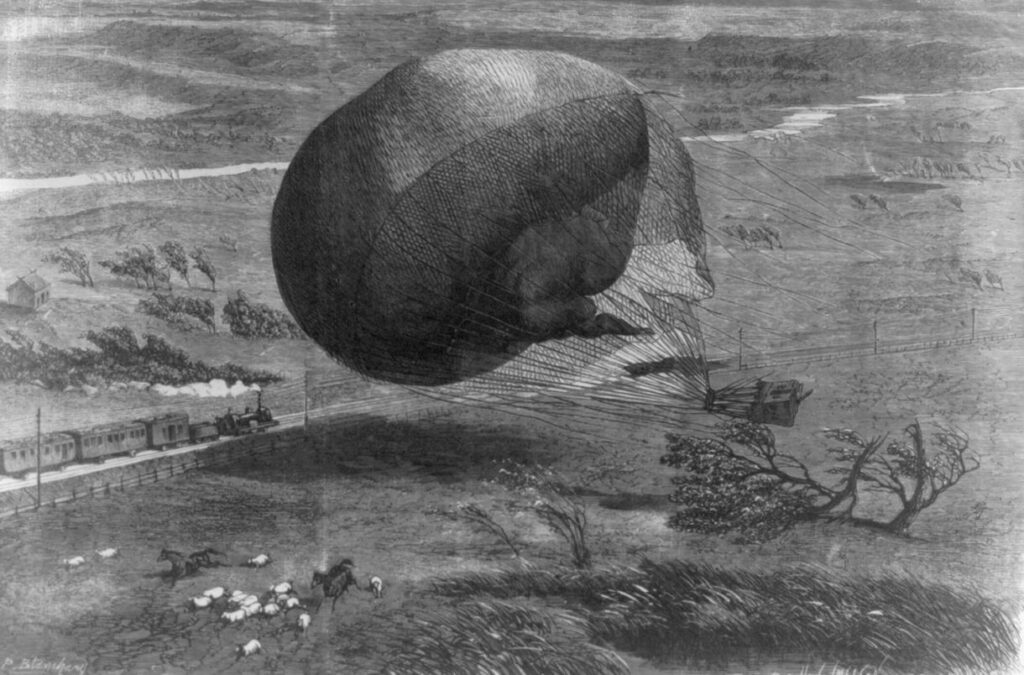 'Le Geant' tijdens een mislukte vlucht in 1863