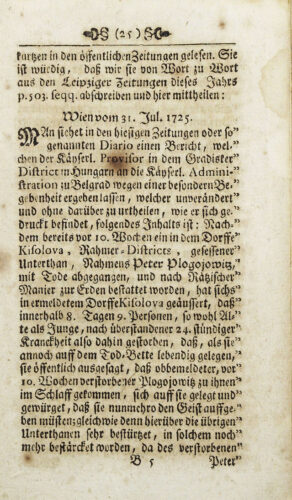 Publicatie van het rapport van Ernst Frombald in ‘Das Wienische Diarium’