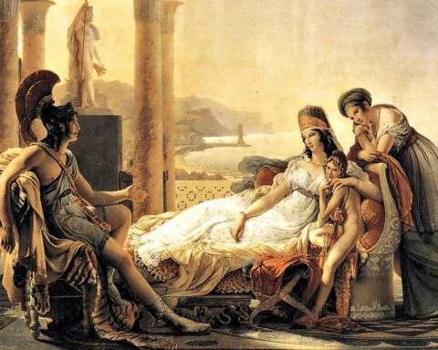 Aeneas vertelt koningin Dido over Troje en de Trojaanse oorlog