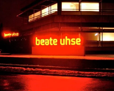 Lichtreclame bij een vestiging van Beate Uhse in Flensburg