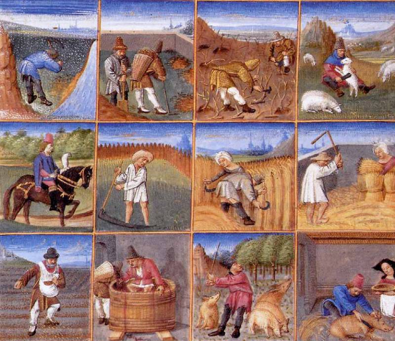 Landbouwkalender uit 1470, uit een manuscript van Pietro de Crescenzi