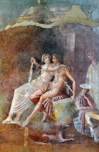 Romeins fresco van Dido en Aeneas 