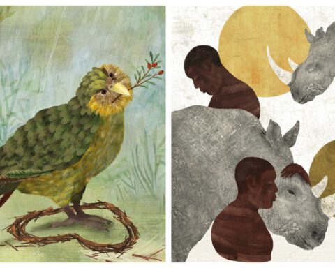 Twee illustraties die Djenné Fila voor het prijswinnende boek maakte