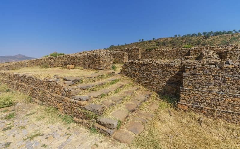 Ruïnes van Dungur (ook bekend als het paleis van de koningin van Sheba) in Aksum, regio Tigray, Ethiopië