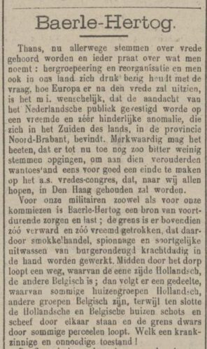 Bericht over de exclave 'Baerle Hertog' in de Bredasche courant van 17 september 1918