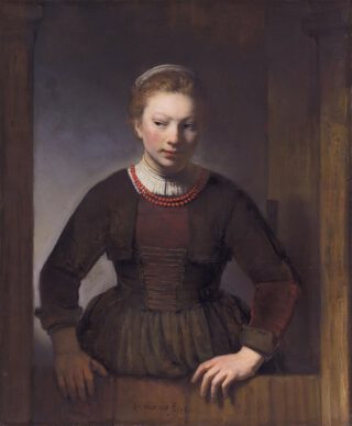 Vrouw bij een halfopen deur, 1645 - Samuel van Hoogstraten