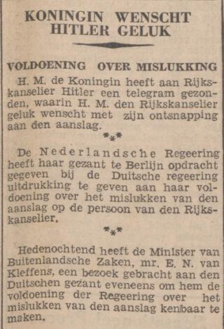 Bericht in 'De avondpost' van 9 november 1939