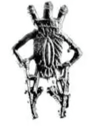 Vulva op stelten. Draagspeld gevonden in Nieuwlande, ca. 1375-1425