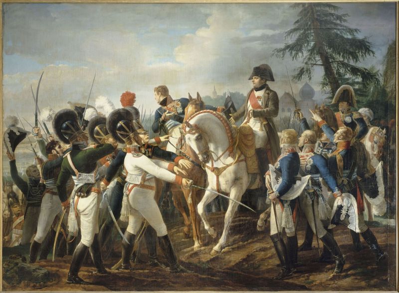 Napoleon bij Abensberg, helemaal rechts is Roestam te zien