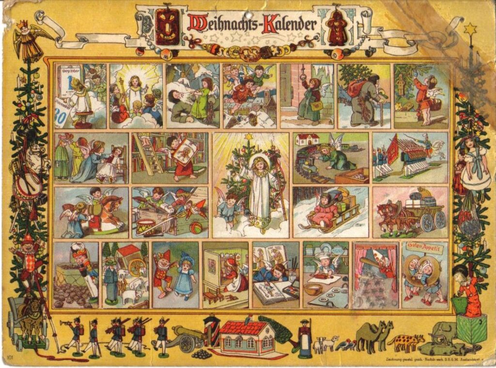 Traditionele Duitse adventskalender, ca. 1903