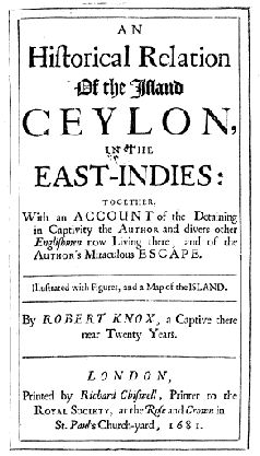 'An historical relation of Ceylon' van Robert Knox