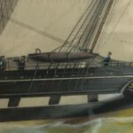 Detail van een aquarel van Jacob Spin met een afbeelding van het schip Henriette Maria