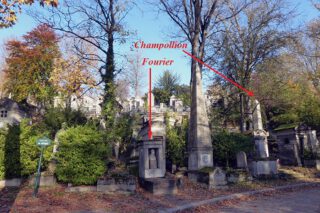 De grafmonumenten van Joseph Fourier en, Jean-François Champollion op de Parijse begraafplaats Père-Lachaise