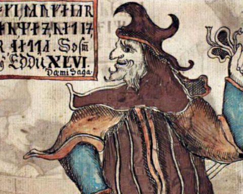 Afbeelding van Loki in een achttiende-eeuws IJslands Edda-handschrift